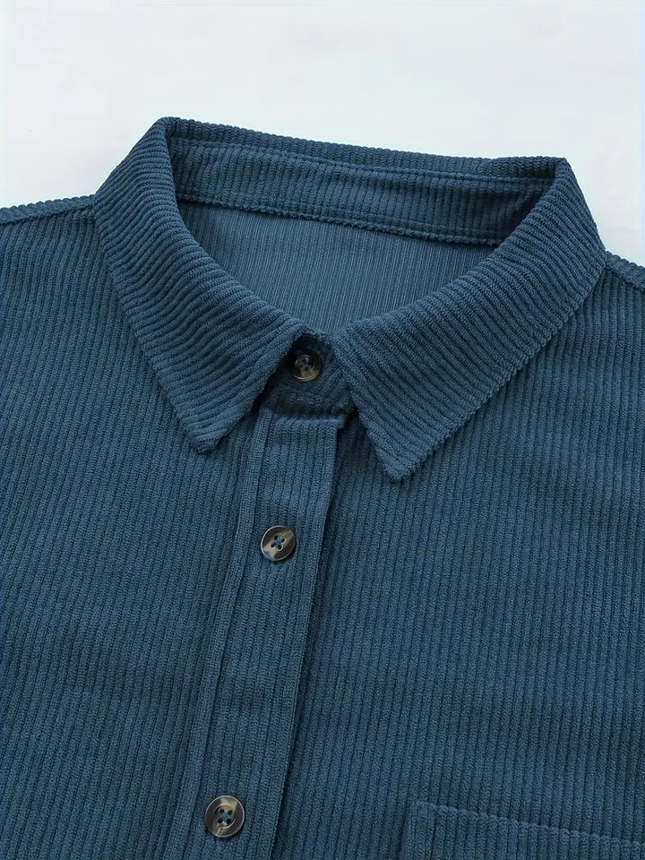 Drune | Cordhosen Hemdbluse mit Knöpfen Leger