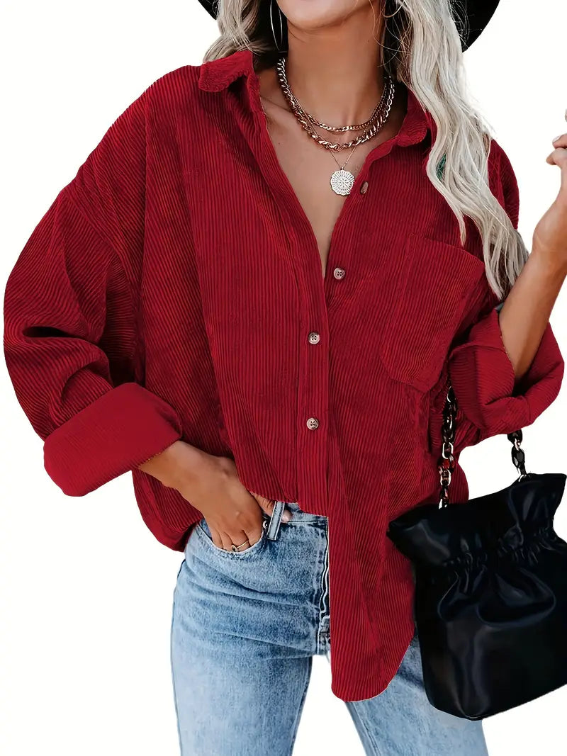 Drune | Cordhosen Hemdbluse mit Knöpfen Leger