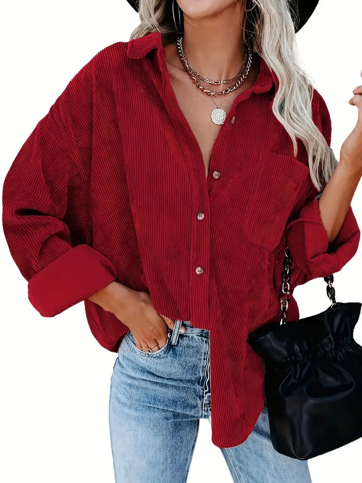 Drune | Cordhosen Hemdbluse mit Knöpfen Leger