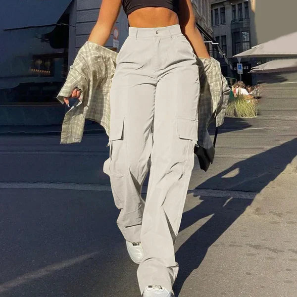 Drune | High Waist Cargo Hose mit Seitlichem Ladevorgang Streetstyle