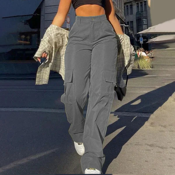 Drune | High Waist Cargo Hose mit Seitlichem Ladevorgang Streetstyle