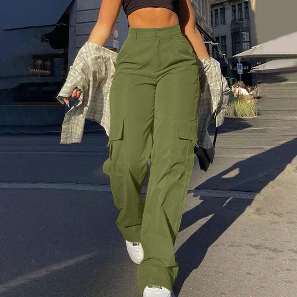 Drune | High Waist Cargo Hose mit Seitlichem Ladevorgang Streetstyle