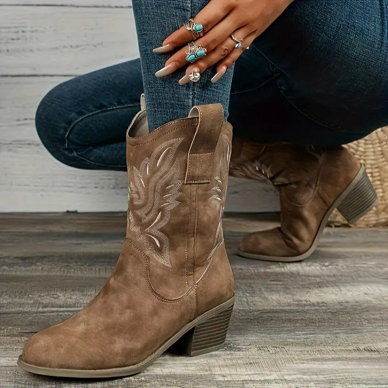 Drune | Cowboy Damen Stiefeletten mit Absatz