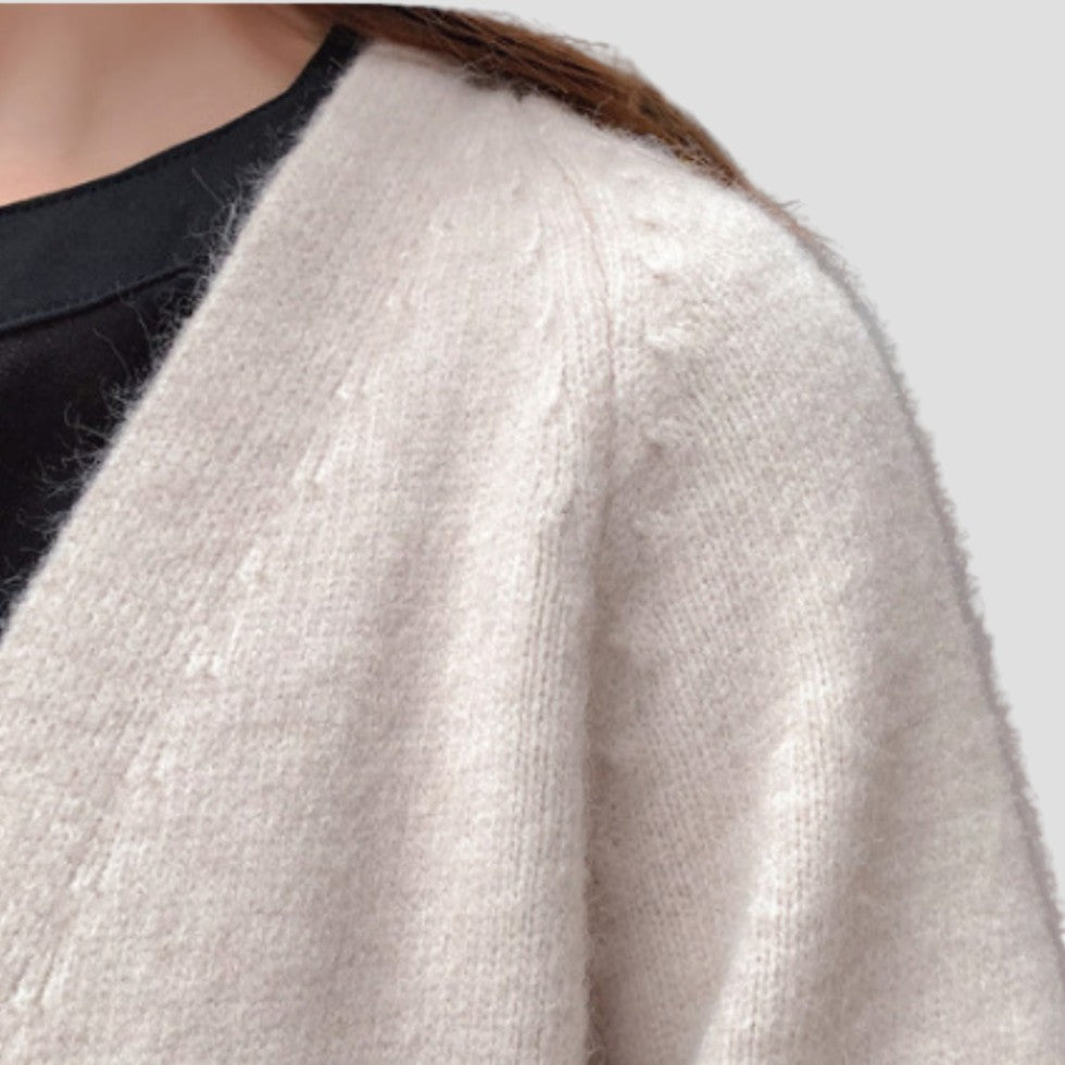 Drune | Damen Cashmere Cardigan mit langer offener Vorderseite und Taschen