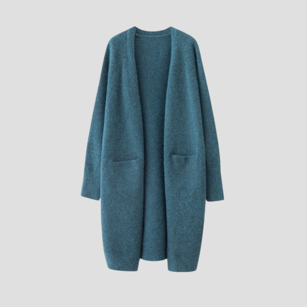 Drune | Damen Cashmere Cardigan mit langer offener Vorderseite und Taschen