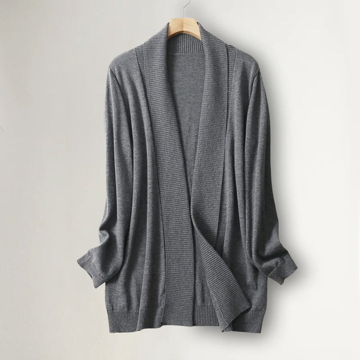 Drune | Damen Kaschmir Cardigan mit offener Vorderseite und langen Ärmeln