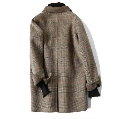Drune | Damen Woll-Winterjacke mit Karomuster und Reverskragen