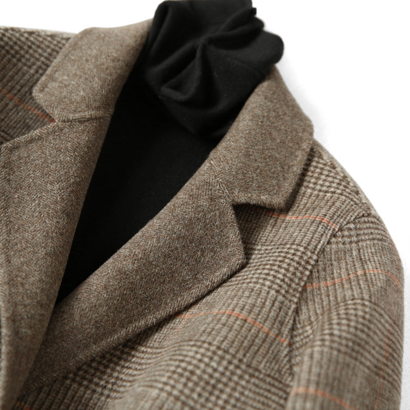 Drune | Damen Woll-Winterjacke mit Karomuster und Reverskragen