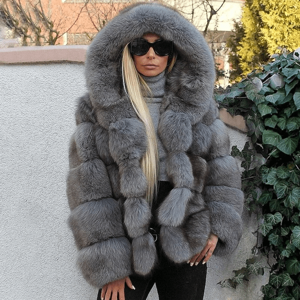 Drune | Damen Oversized Teddyjacke mit Kapuze