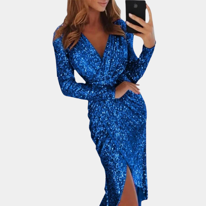 Drune | Paillettenkleid für Frauen mit Spalte vorne