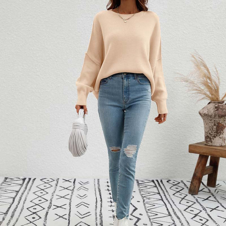 Drune | Eleganter Einfarbiger Strickpullover Für Freizeit