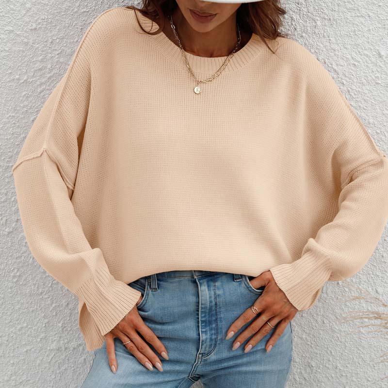 Drune | Eleganter Einfarbiger Strickpullover Für Freizeit