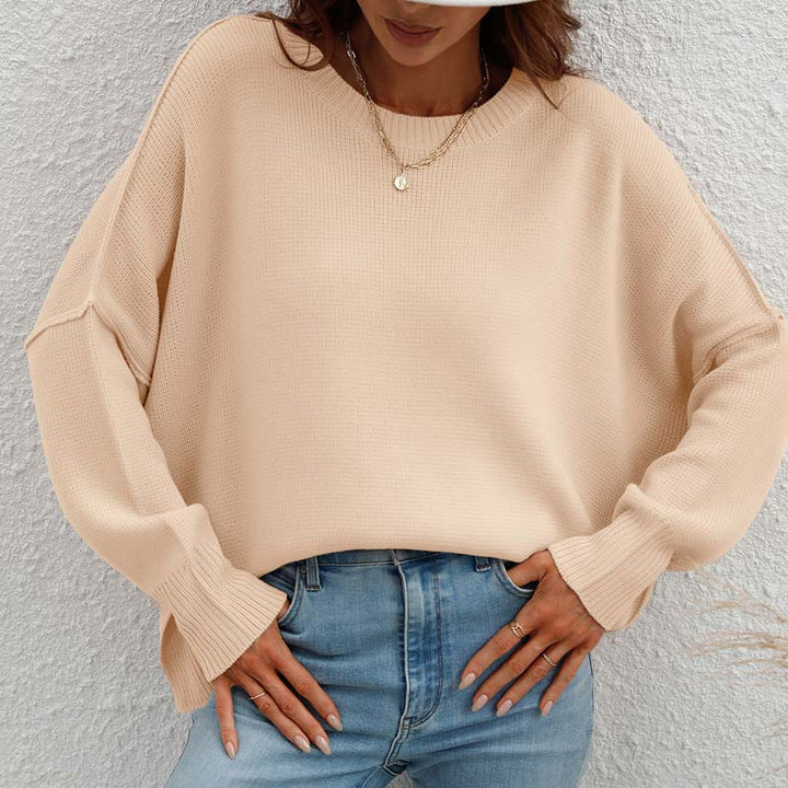 Drune | Eleganter Einfarbiger Strickpullover Für Freizeit