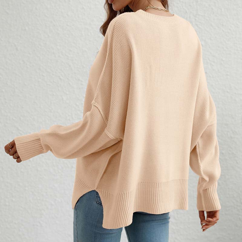 Drune | Eleganter Einfarbiger Strickpullover Für Freizeit