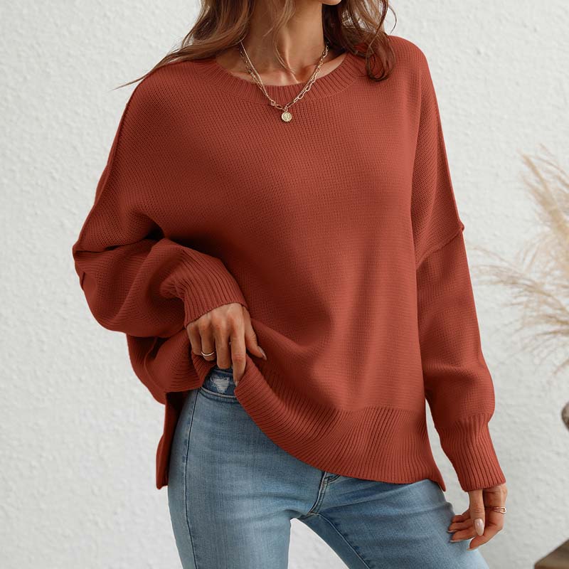 Drune | Eleganter Einfarbiger Strickpullover Für Freizeit