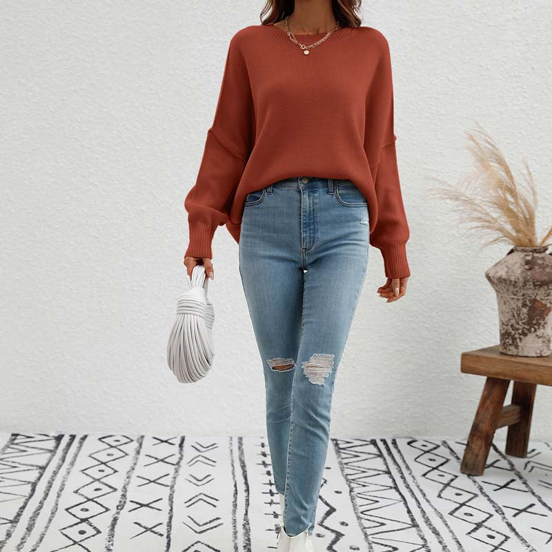 Drune | Eleganter Einfarbiger Strickpullover Für Freizeit