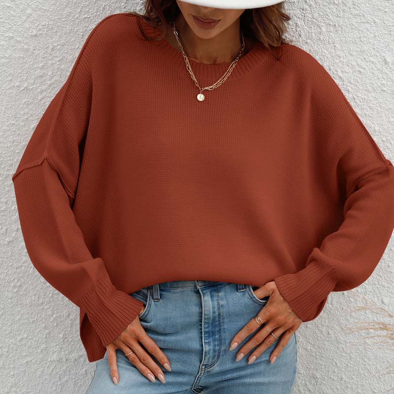 Drune | Eleganter Einfarbiger Strickpullover Für Freizeit