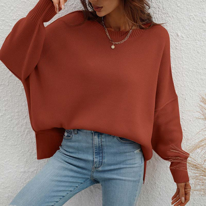 Drune | Eleganter Einfarbiger Strickpullover Für Freizeit