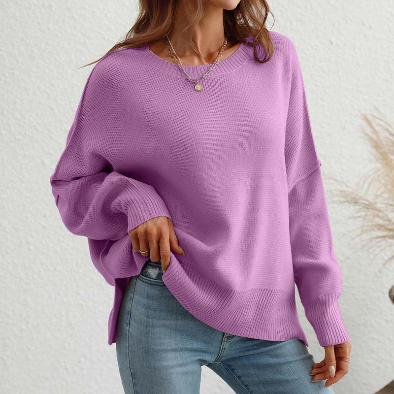 Drune | Eleganter Einfarbiger Strickpullover Für Freizeit