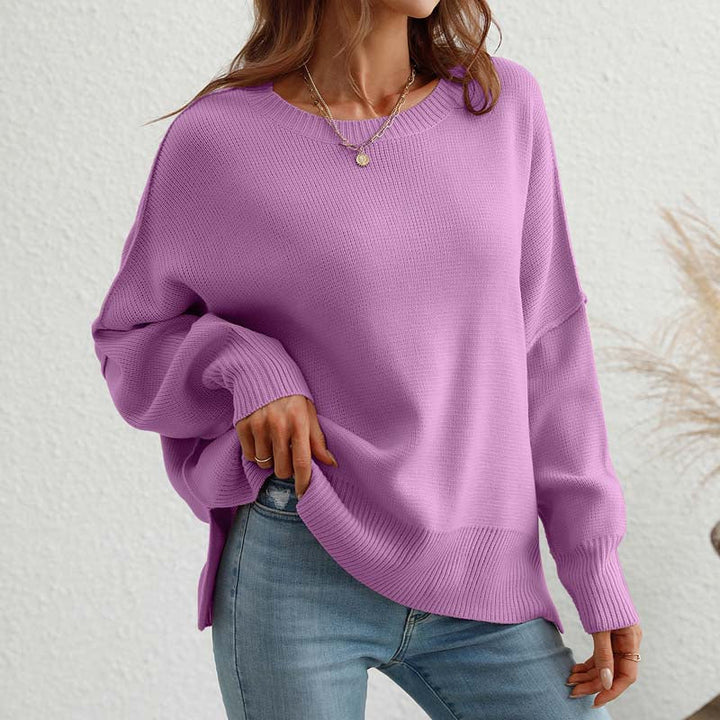 Drune | Eleganter Einfarbiger Strickpullover Für Freizeit