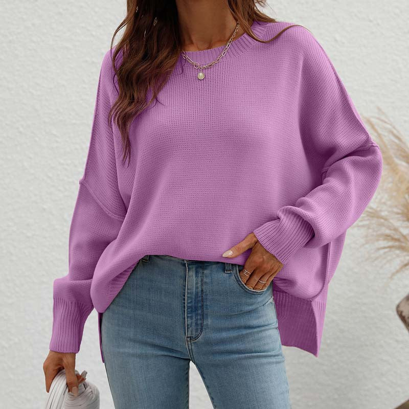 Drune | Eleganter Einfarbiger Strickpullover Für Freizeit