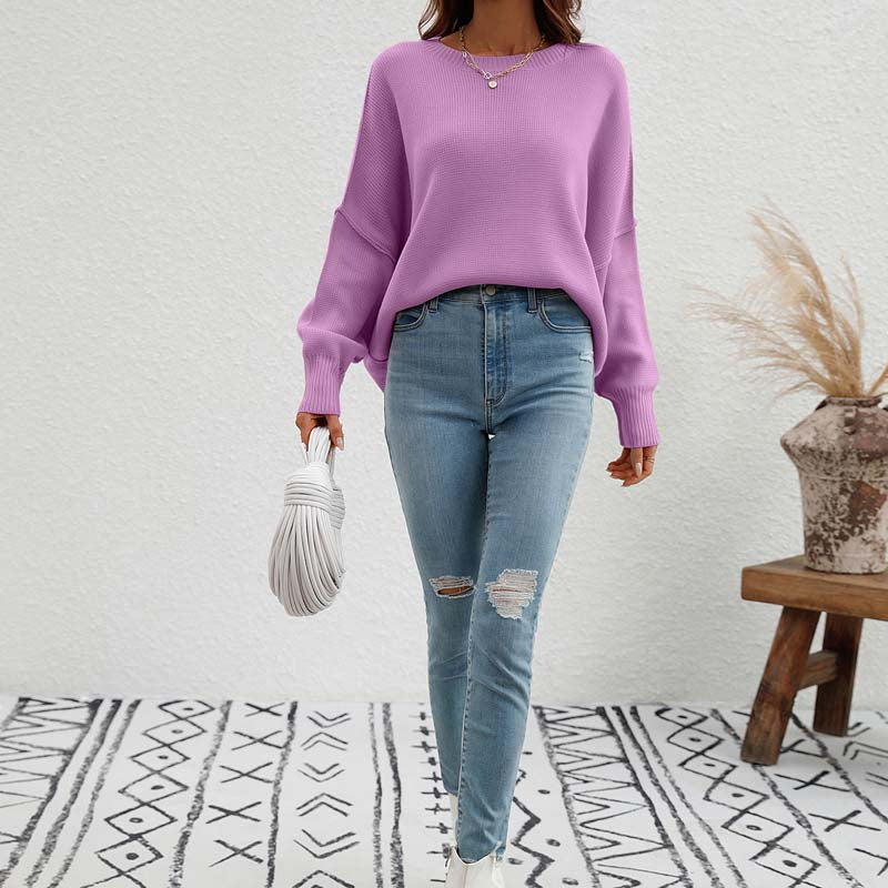 Drune | Eleganter Einfarbiger Strickpullover Für Freizeit