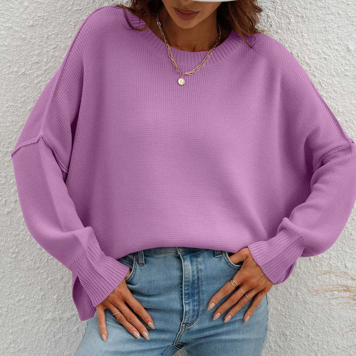 Drune | Eleganter Einfarbiger Strickpullover Für Freizeit