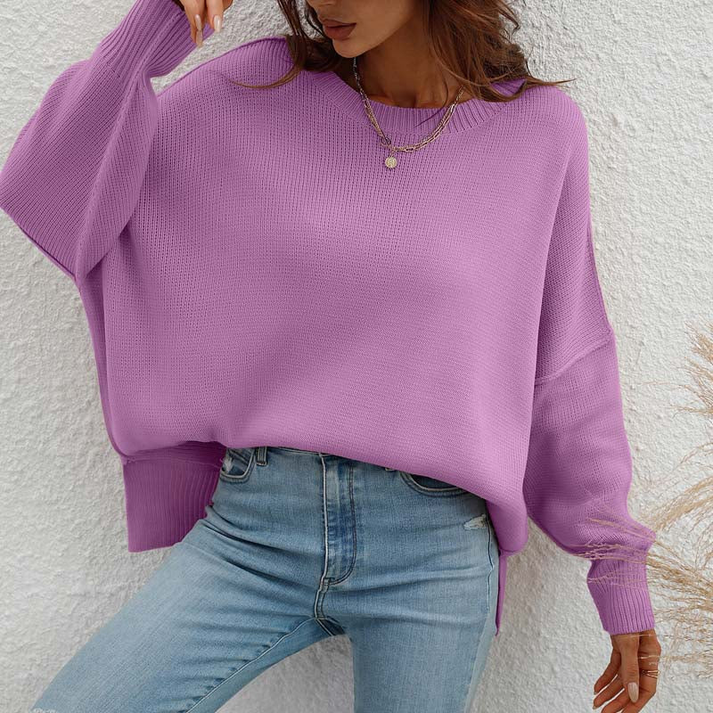 Drune | Eleganter Einfarbiger Strickpullover Für Freizeit