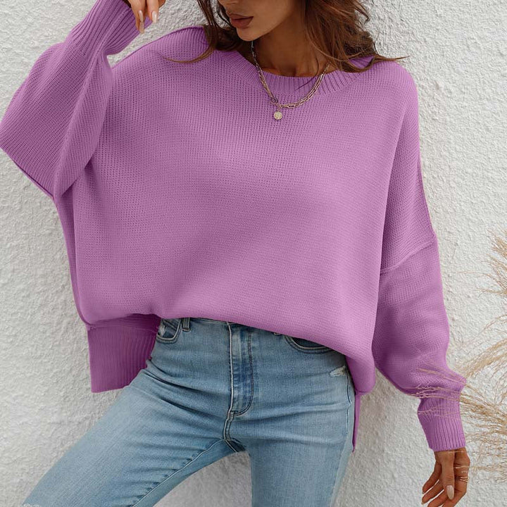 Drune | Eleganter Einfarbiger Strickpullover Für Freizeit