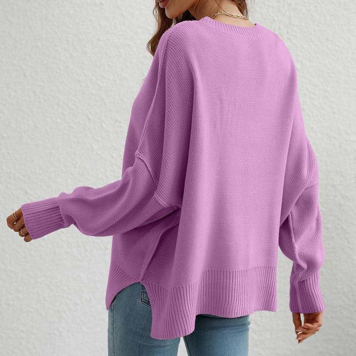 Drune | Eleganter Einfarbiger Strickpullover Für Freizeit