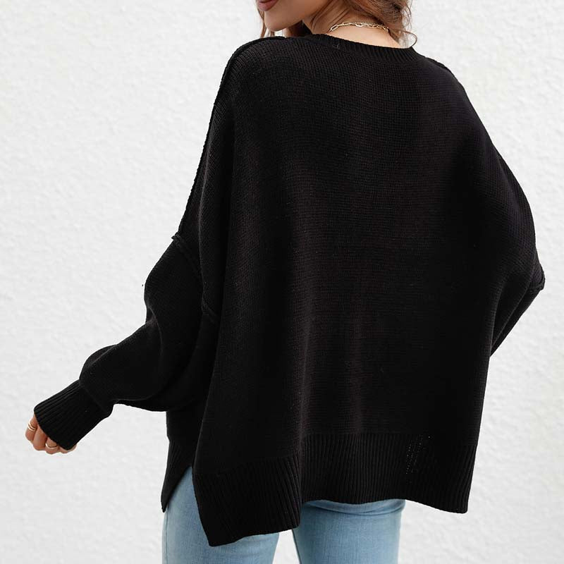 Drune | Eleganter Einfarbiger Strickpullover Für Freizeit