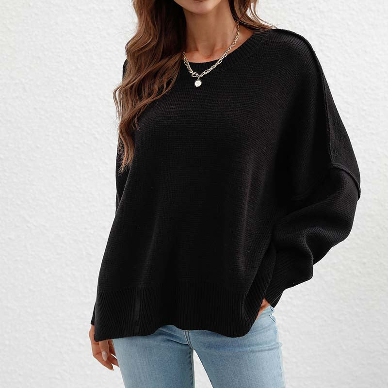 Drune | Eleganter Einfarbiger Strickpullover Für Freizeit