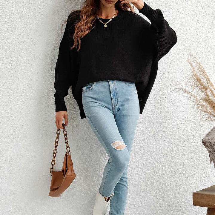 Drune | Eleganter Einfarbiger Strickpullover Für Freizeit