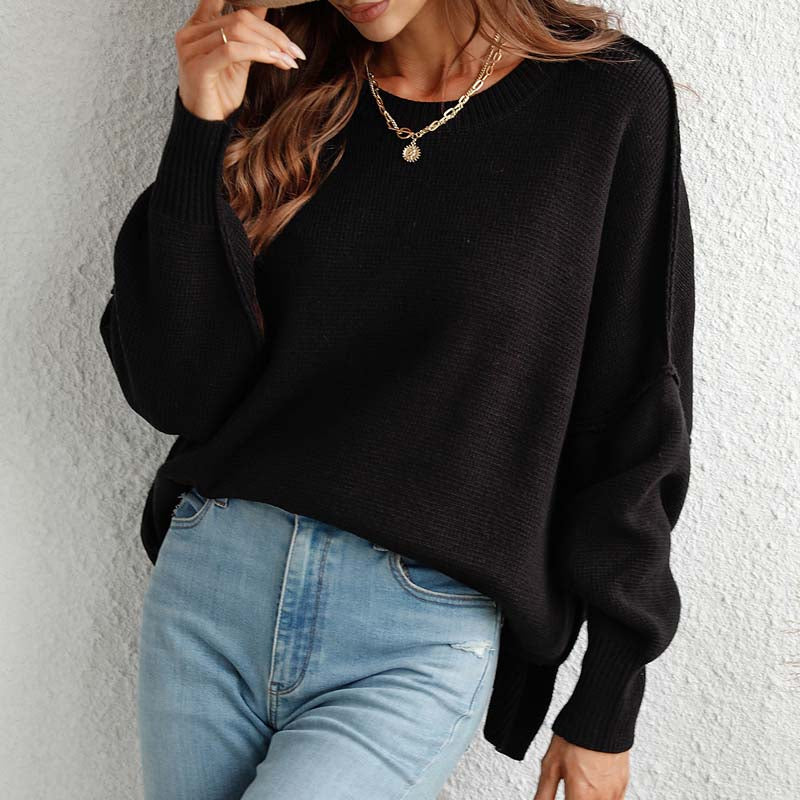 Drune | Eleganter Einfarbiger Strickpullover Für Freizeit