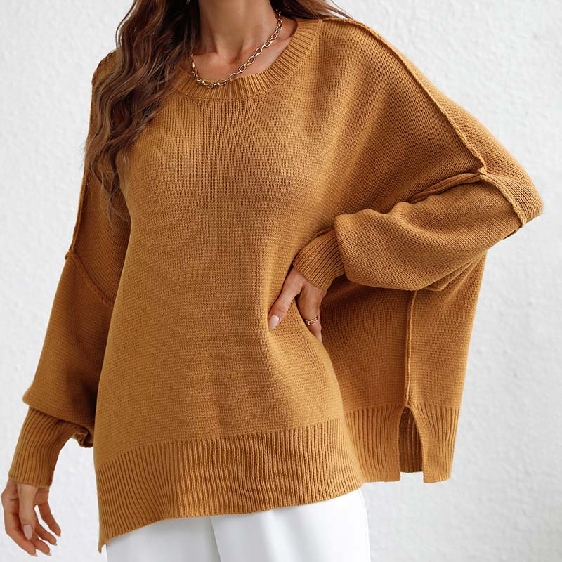 Drune | Eleganter Einfarbiger Strickpullover Für Freizeit
