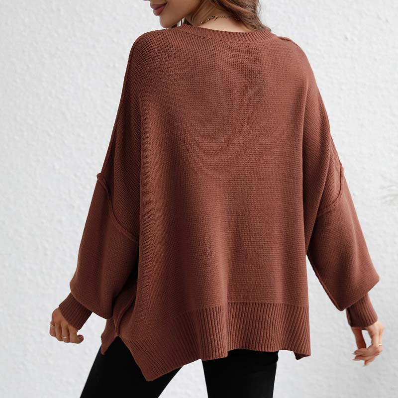 Drune | Eleganter Einfarbiger Strickpullover Für Freizeit