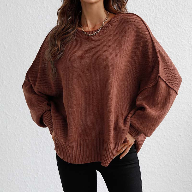 Drune | Eleganter Einfarbiger Strickpullover Für Freizeit