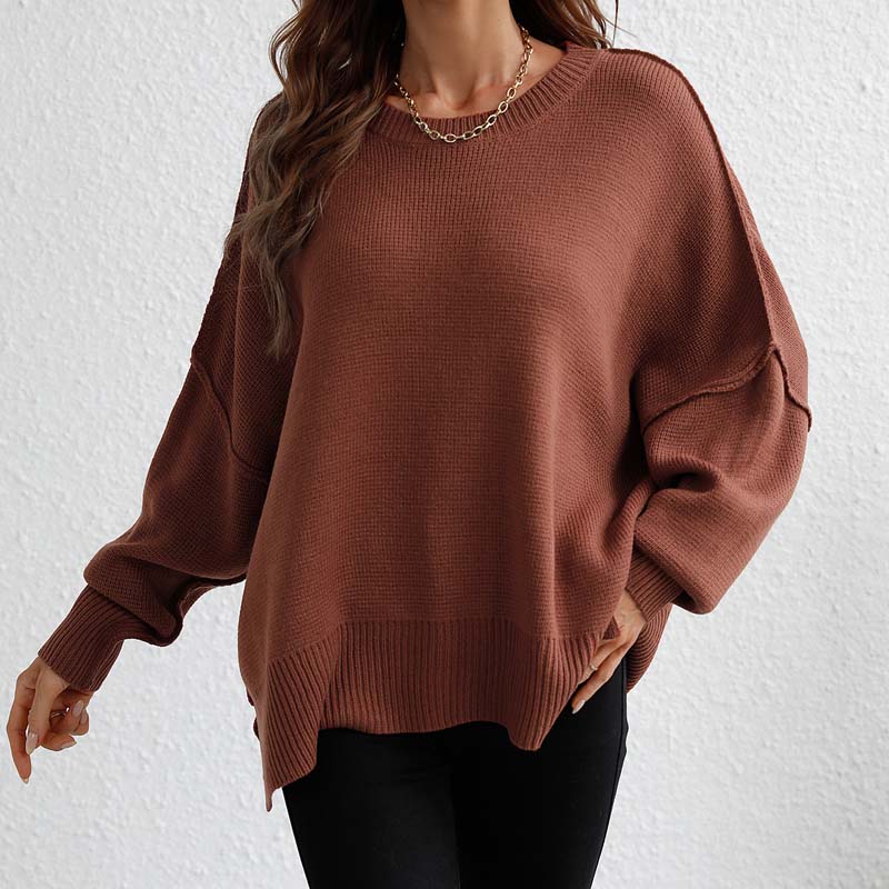 Drune | Eleganter Einfarbiger Strickpullover Für Freizeit
