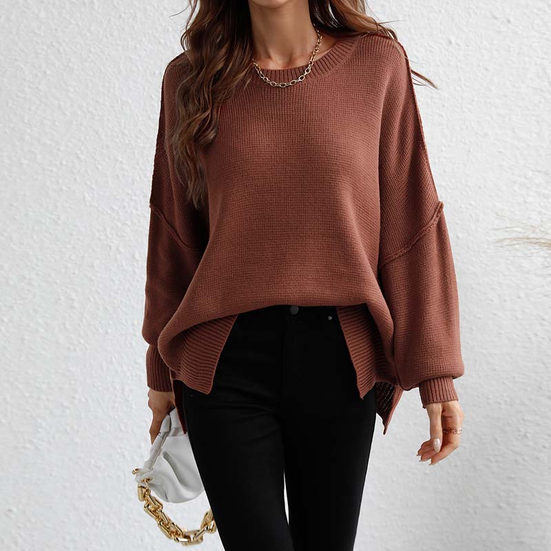 Drune | Eleganter Einfarbiger Strickpullover Für Freizeit