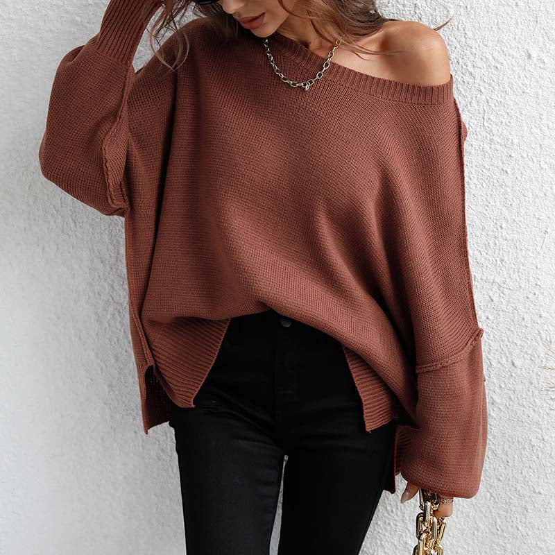 Drune | Eleganter Einfarbiger Strickpullover Für Freizeit