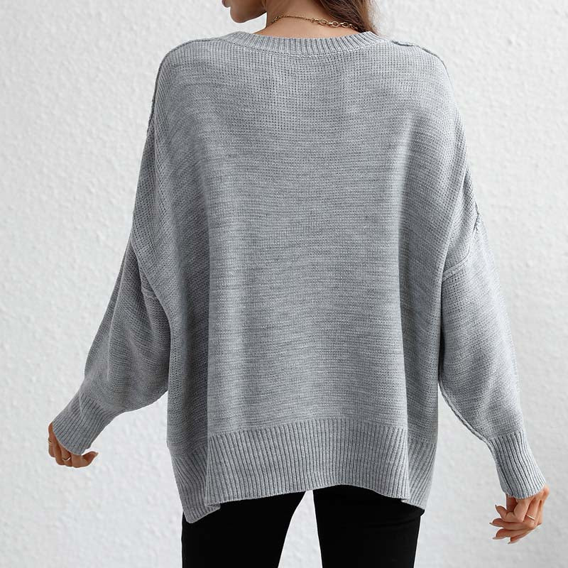 Drune | Eleganter Einfarbiger Strickpullover Für Freizeit