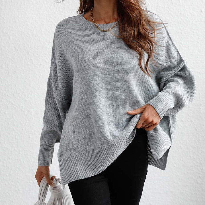 Drune | Eleganter Einfarbiger Strickpullover Für Freizeit