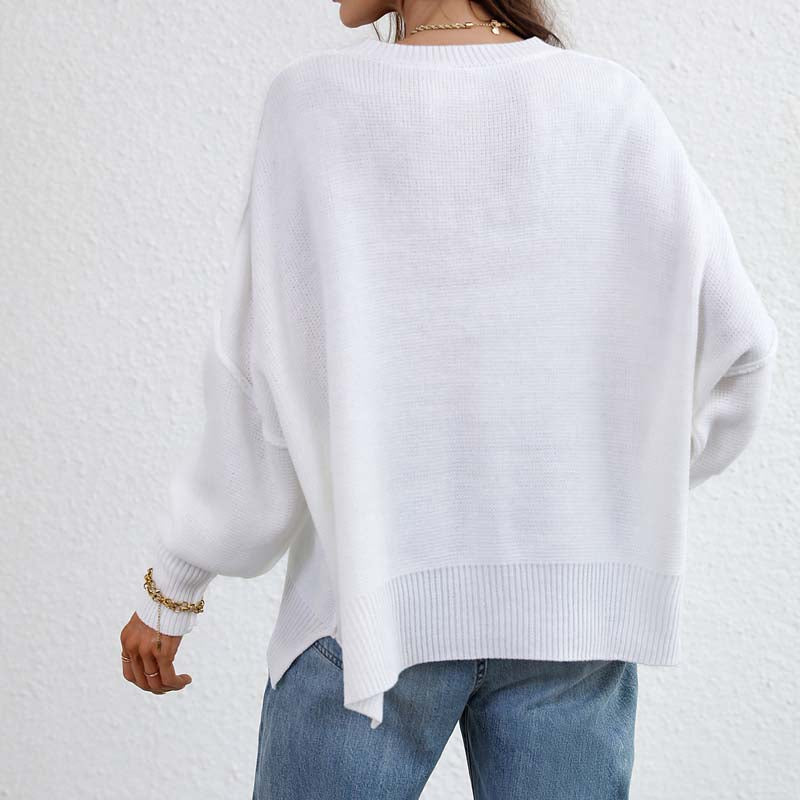 Drune | Eleganter Einfarbiger Strickpullover Für Freizeit
