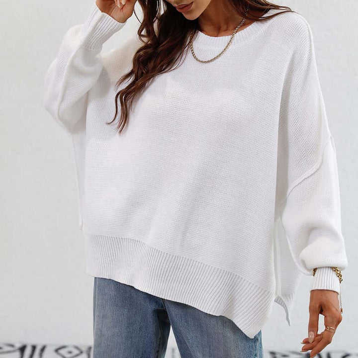 Drune | Eleganter Einfarbiger Strickpullover Für Freizeit