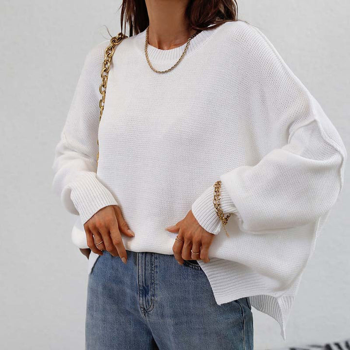 Drune | Eleganter Einfarbiger Strickpullover Für Freizeit