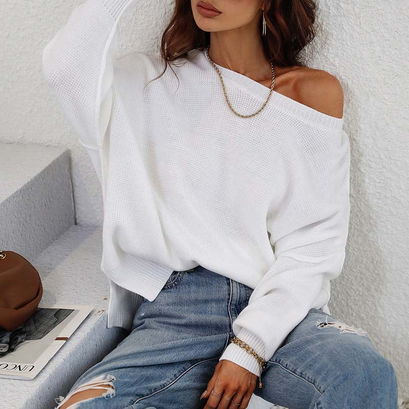 Drune | Eleganter Einfarbiger Strickpullover Für Freizeit