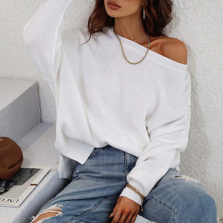 Drune | Eleganter Einfarbiger Strickpullover Für Freizeit
