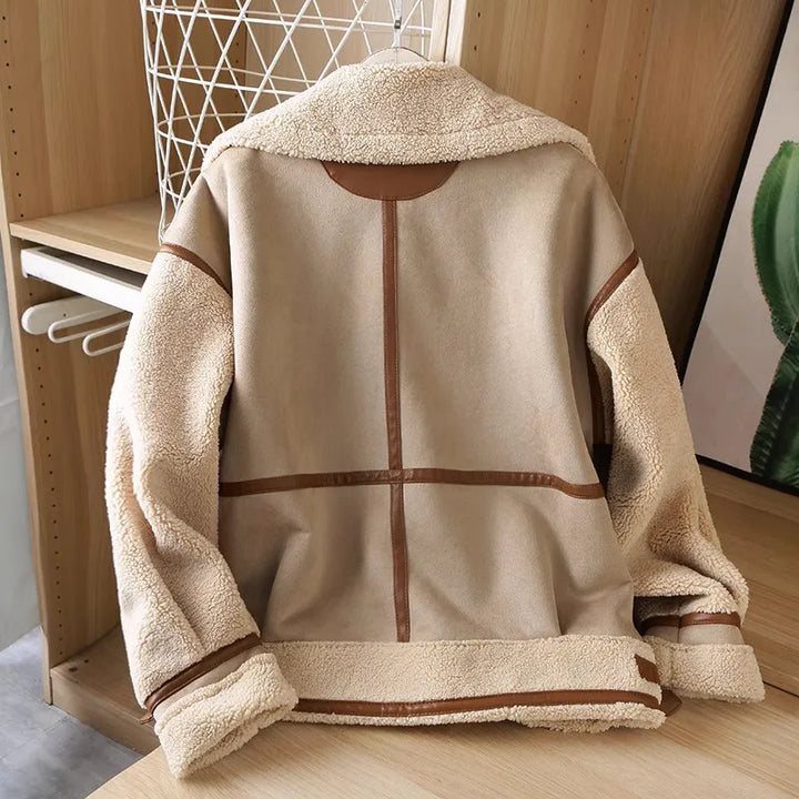 Drune | Beige Sherpa-Jacke, bequem und stilvoll für den Winter