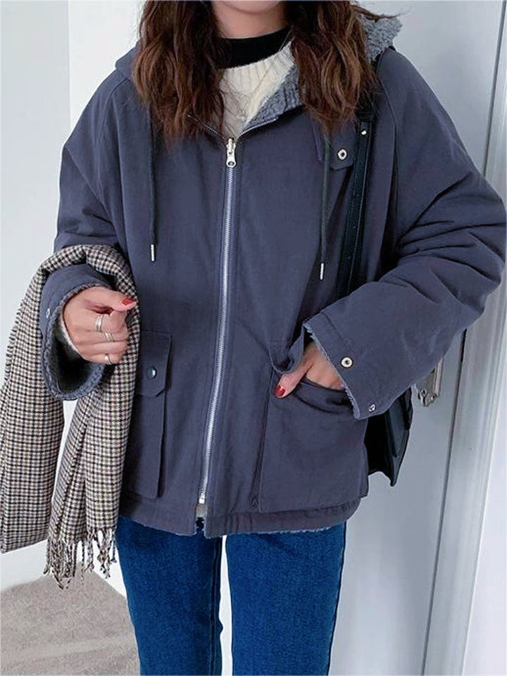 Drune | Einfarbige Wendbare Jacke Mit Kapuze Und Reißverschluss