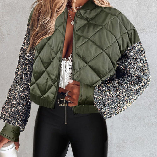 Drune | Kurze gesteppte Jacke mit Pailletten für Frauen